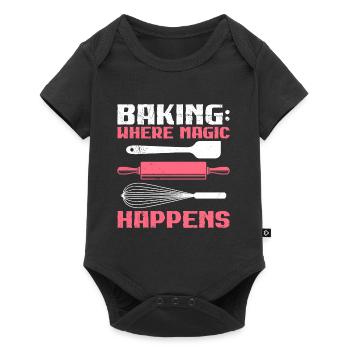 Baking: Where Magic Happens Backstube Backfans - Baby Premium Kurzarmbody - Schwarz - Vorne