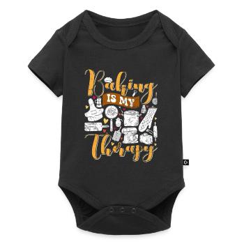 Baking is my therapy baking lover bakery - Baby Premium short-sleeve bodysuit - black - Front