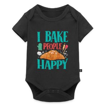 Boulangerie I Bake People Happy Croissant Confiseur - Body à manches courtes Premium Bébé - noir - Devant