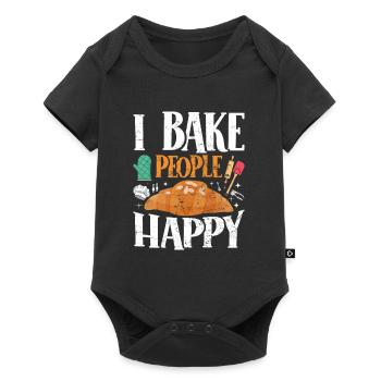 Boulangerie I Bake People Happy Croissant Confiseur - Body à manches courtes Premium Bébé - noir - Devant