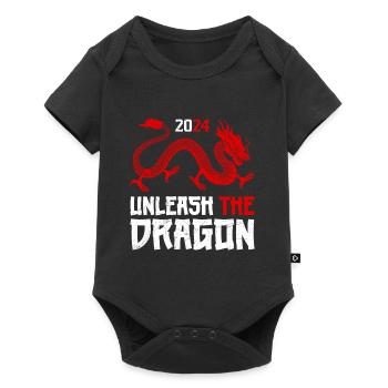 Chinesischer Drache Neujahr 2024 Unleash the - Baby Premium Kurzarmbody - Schwarz - Vorne