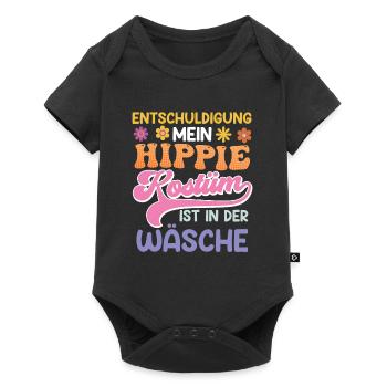 Fasching Mein Hippie Kostüm ist in der Wäsche - Baby Premium Kurzarmbody - Schwarz - Vorne