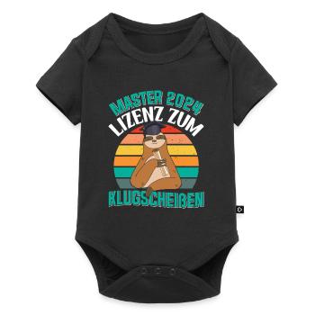 Master 2024 Lizenz zum Klugscheißen Faultier - Baby Premium Kurzarmbody - Schwarz - Vorne