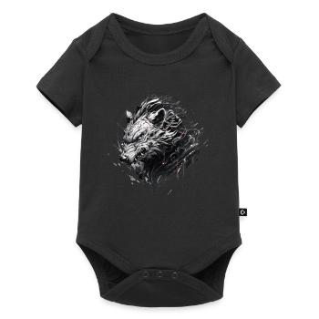 Mecha Tier Tiger Wolf Fuchs Drache Cyborg - Baby Premium Kurzarmbody - Schwarz - Vorne