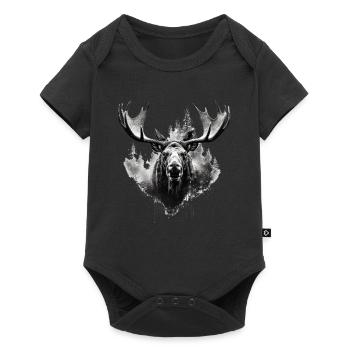 Elk deer nature Scandinavian forest - Baby Premium short-sleeve bodysuit - black - Front