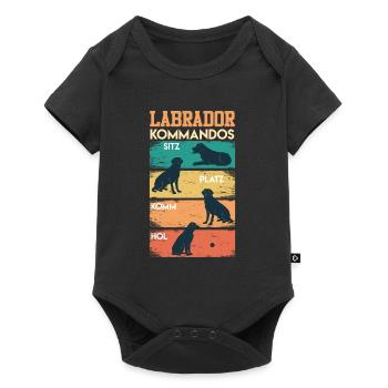 Labrador KOMMANDOS Labrador Liebhaber Lustiges - Baby Premium Kurzarmbody - Schwarz - Vorne
