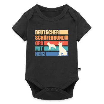 Deutscher Schäferhund OPA MIT HERZ Schäferhund - Baby Premium Kurzarmbody - Schwarz - Vorne