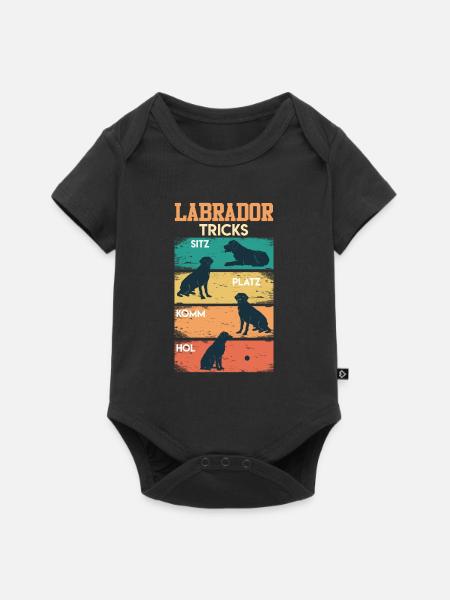 Labrador Tricks Sture Labrador Hunde Labrador - Baby Premium Kurzarmbody - Schwarz