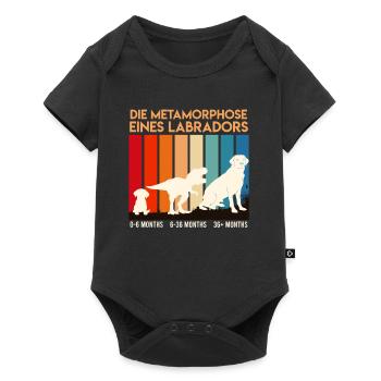 Labrador Hund METAMORPHOSE EINES LABRADORS - Baby Premium Kurzarmbody - Schwarz - Vorne