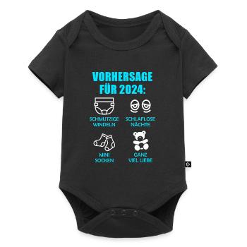Werdende Eltern Vorhersage für 2024 Werdender Papa - Baby Premium Kurzarmbody - Schwarz - Vorne