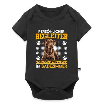 Labrador PERSÖNLICHER BEGLEITER zum Badezimmer - Baby Premium Kurzarmbody - Schwarz - Vorne