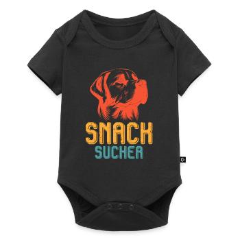 Labrador Fan SNACK SUCHER Lustiges Labrador - Baby Premium Kurzarmbody - Schwarz - Vorne