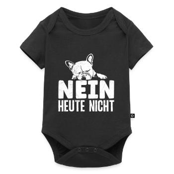Frenchie Stur NEIN HEUTE NICHT Lustiges Frenchie - Baby Premium Kurzarmbody - Schwarz - Vorne
