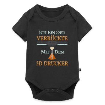 3-D Druck Bin der Verrückte mit 3D Drucker Lustig - Baby Premium Kurzarmbody - Schwarz - Vorne