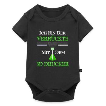 3-D Druck Bin der Verrückte mit 3D Drucker Lustig - Baby Premium Kurzarmbody - Schwarz - Vorne