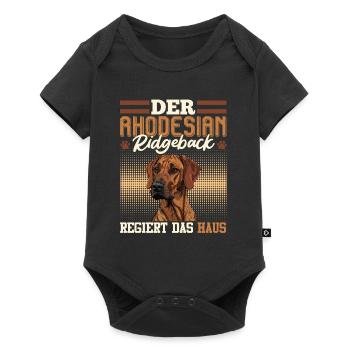Ridgeback DER RHODESIAN RIDGEBACK REGIERT DAS HAUS - Baby Premium Kurzarmbody - Schwarz - Vorne
