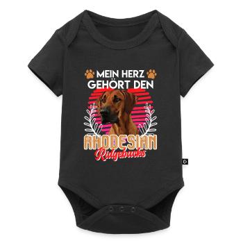 Ridgeback MEIN HERZ GEHÖRT DEN RHODESIAN RIDGEBACK - Baby Premium Kurzarmbody - Schwarz - Vorne