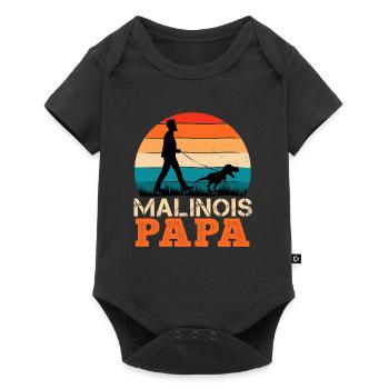 Belgischer Malinois Vater Belgischer Schäferhund - Baby Premium Kurzarmbody - Schwarz - Vorne