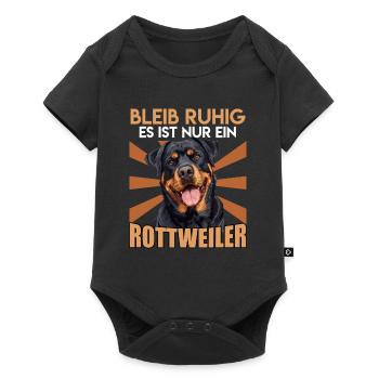 Rotti Lustig BLEIB RUHIG ES IST NUR EIN ROTTWEILER - Baby Premium Kurzarmbody - Schwarz - Vorne