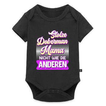 Doberman STOLZE DOBERMANN MAMA Hundebesitzer - Baby Premium Kurzarmbody - Schwarz - Vorne