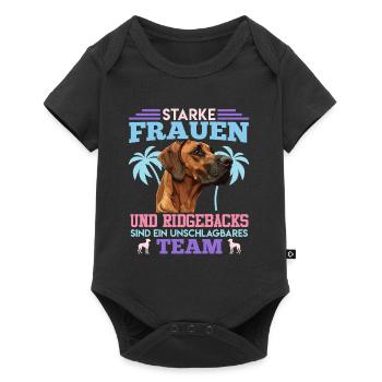 Ridgeback Hund STARKE FRAUEN UND RIDGEBACKS TEAM - Baby Premium Kurzarmbody - Schwarz - Vorne