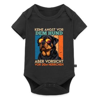 Rottie KEINE ANGST VOR DEM HUND VORSICHT VOR DEM - Baby Premium Kurzarmbody - Schwarz - Vorne