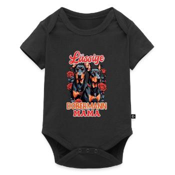 Doberman LÄSSIGE DOBERMAN MAMA UNGEWÖHNLICH - Baby Premium Kurzarmbody - Schwarz - Vorne