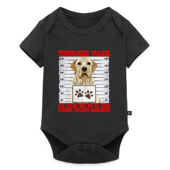 Labrador PERSÖNLICHER STALKER Lustiges Labrador - Baby Premium Kurzarmbody - Schwarz - Vorne