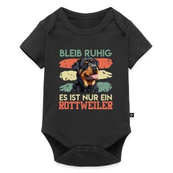 Rotti Lustig BLEIB RUHIG ES IST NUR EIN ROTTWEILER - Baby Premium Kurzarmbody - Schwarz - Vorne