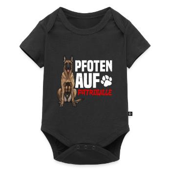 Belgischer Schäferhund PFOTEN AUF PATROULLIE - Baby Premium Kurzarmbody - Schwarz - Vorne