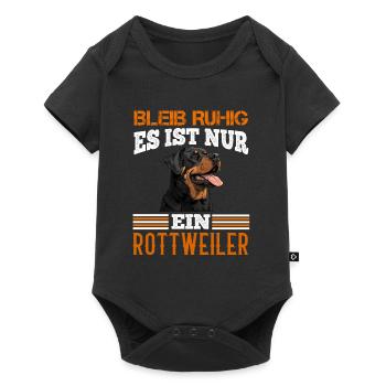 Rottie BLEIB RUHIG ES IST NUR EIN ROTTWEILER - Baby Premium Kurzarmbody - Schwarz - Vorne