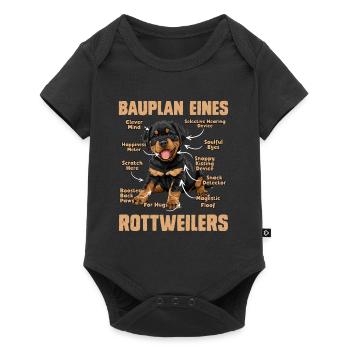 Rottie Besitzer BAUPLAN EINES ROTTWEILERS Lustiges - Baby Premium Kurzarmbody - Schwarz - Vorne