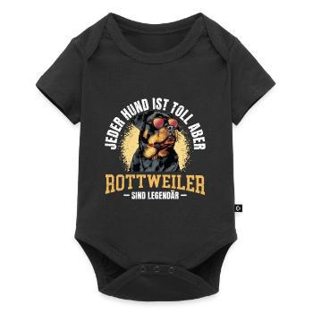 Rotti JEDER HUND IST TOLL ABER ROTTWEILER LEGENDÄR - Baby Premium Kurzarmbody - Schwarz - Vorne