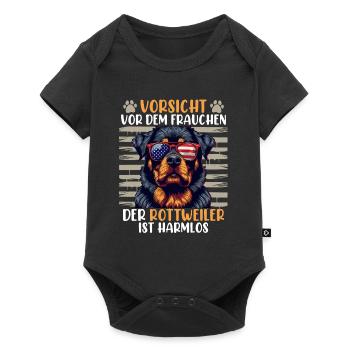 Rottweiler VORSICHT VOR DEM FRAUCHEN Rottie - Baby Premium Kurzarmbody - Schwarz - Vorne