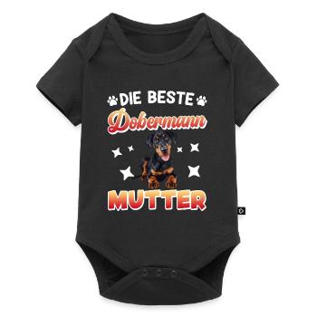 Doberman Frauen BESTE DOBERMANN MUTTER Lustiges - Baby Premium Kurzarmbody - Schwarz - Vorne