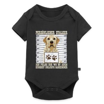Labrador PERSÖNLICHER STALKER Lustiges Labrador - Baby Premium Kurzarmbody - Schwarz - Vorne