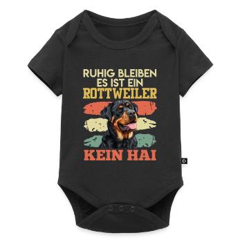 Rottweiler Hund RUHIG BLEIBEN IST EIN ROTTWEILER - Baby Premium Kurzarmbody - Schwarz - Vorne