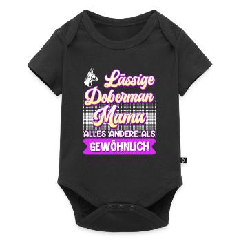 Doberman LÄSSIGE DOBERMAN MAMA UNGEWÖHNLICH - Baby Premium Kurzarmbody - Schwarz - Vorne