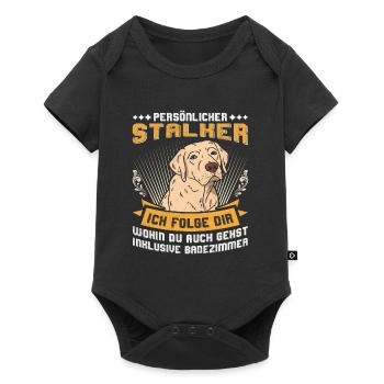 Labrador Hunde PERSÖNLICHER STALKER Lustiges - Baby Premium Kurzarmbody - Schwarz - Vorne