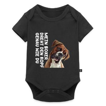 Boxer Besitzer MEIN BOXER DREHT DEN KOPF WIE DU - Baby Premium Kurzarmbody - Schwarz - Vorne