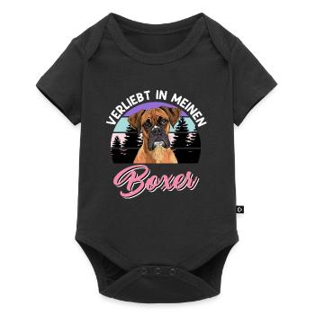 Deutscher Boxer VERLIEBT IN MEINEN BOXER Frauen - Baby Premium Kurzarmbody - Schwarz - Vorne