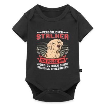 Labrador Hunde PERSÖNLICHER STALKER Lustiges - Baby Premium Kurzarmbody - Schwarz - Vorne