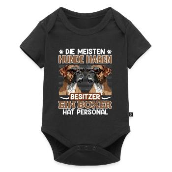Deutscher Boxer DIE MEISTEN HUNDE HABEN BESITZER - Baby Premium Kurzarmbody - Schwarz - Vorne