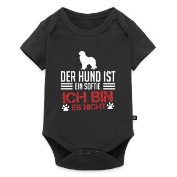 Neufundländer DER HUND IST EIN SOFTIE ICH NICHT - Baby Premium Kurzarmbody - Schwarz - Vorne