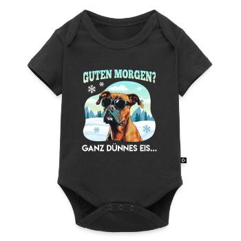 Deutscher Boxer GUTEN MORGEN? GANZ DÜNNES EIS... - Baby Premium Kurzarmbody - Schwarz - Vorne
