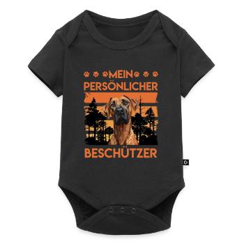 Ridgeback Hund MEIN PERSÖNLICHER BESCHÜTZER Lustig - Baby Premium Kurzarmbody - Schwarz - Vorne