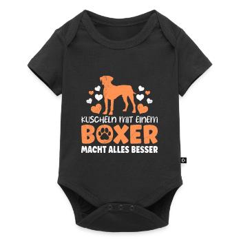 Hundebesitzer KUSCHELN MIT EINEM BOXER Sweet - Baby Premium Kurzarmbody - Schwarz - Vorne