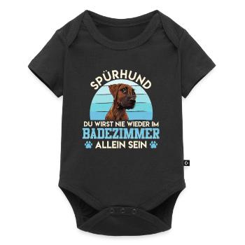 Ridgeback SPÜRHUND NIE WIEDER ALLEIN IM BADEZIMMER - Baby Premium Kurzarmbody - Schwarz - Vorne