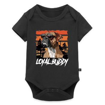 Deutscher Boxer Hund LOYAL BUDDY Vintage - Baby Premium Kurzarmbody - Schwarz - Vorne