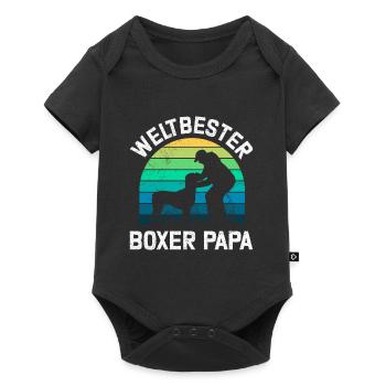 Deutscher Boxer WELTBESTER BOXER PAPA Boxer Fan - Baby Premium Kurzarmbody - Schwarz - Vorne
